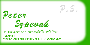 peter szpevak business card